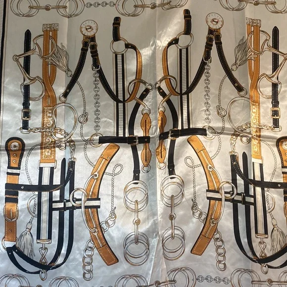 35” Equestrian Themed Square Scarf - Picture 2 of 11